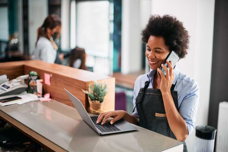 Salon owner managing their business